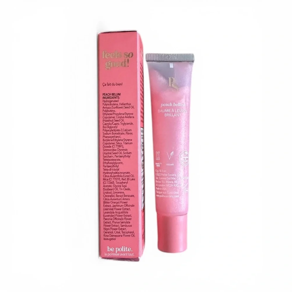 Polite Society Polite Pout Glossy Lip Balm — Peach Bellini 15g-.50 OZ